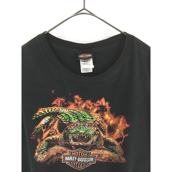 古着 10s HARLEY DAVIDSON ワニ アリゲーター ファイヤー Tシャツ 3XL