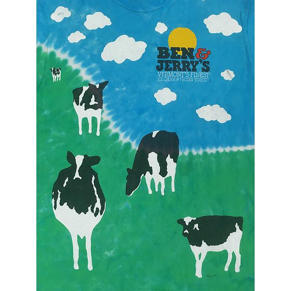 古着 90s USA製 BEN&JERRY'S アイスクリーム 企業 タイダイ Tシャツ L