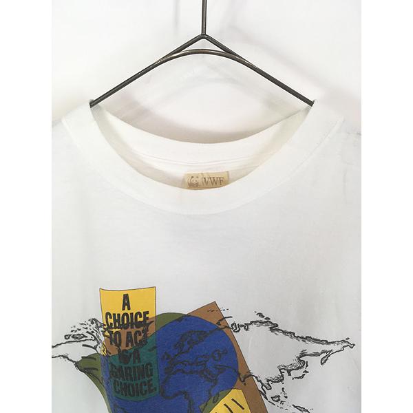 古着 90s USA製 WWF 地球 自然保護 メッセージ Tシャツ M : 古着屋 