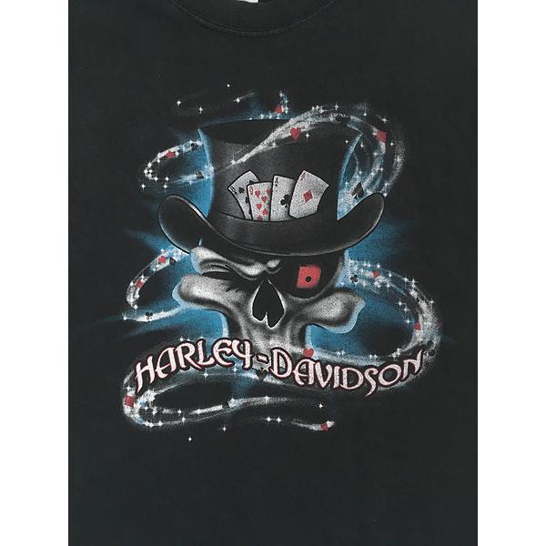 古着 00s USA製 HARLEY DAVIDSON スカル ボーン ハンド トランプ T