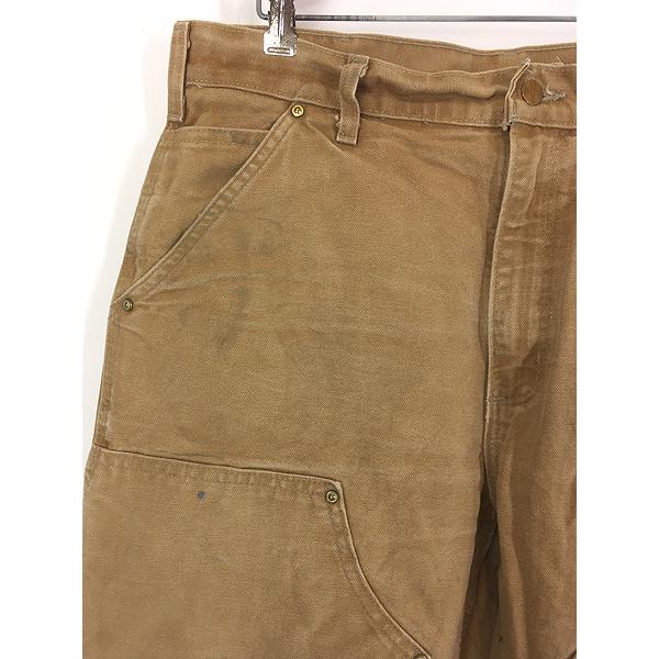 古着 10s Carhartt BRN ブラウン ダック Wニー ペインター ワーク パンツ W35 L30 古着 古着 10s Carhartt BRN フェード ブラウン ダック Wニー ペインター