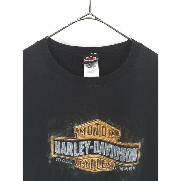 古着 10s HARLEY DAVIDSON バー&シールド ネオン サイン アニマル プリント スウェット トレーナー XL 古着 古着 10s HARLEY DAVIDSON バー&シールド ネオン サイン アニマル