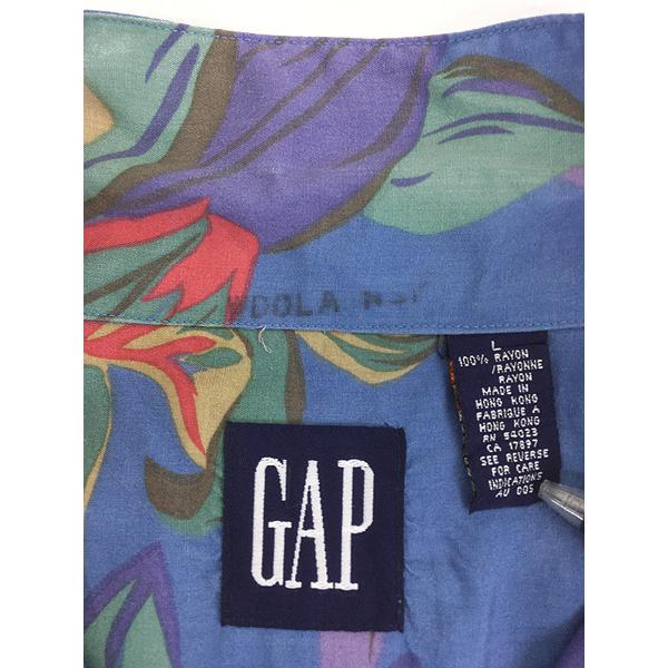 古着 90s GAP ボタニカル フラワー 総柄 開襟 レーヨン ボックス シャツ 半袖 L 古着 90s GAP ボタニカル フラワー 総柄 開襟 レーヨン ボックス