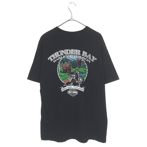 古着 00s Canada製 HARLEY DAVIDSON オオカミ ホワイト ウルフ