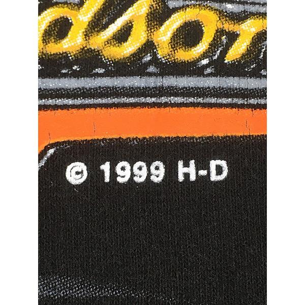 古着 90s USA製 HARLEY DAVIDSON イーグル チェッカー フラッグ ロゴ T