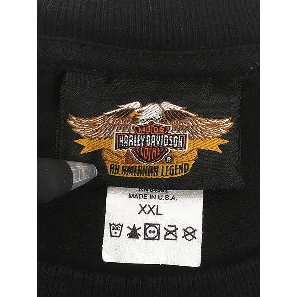 古着 90s USA製 HARLEY DAVIDSON イーグル チェッカー フラッグ ロゴ T