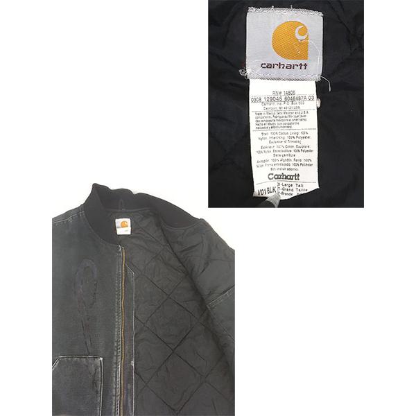 古着 00s Carhartt BLK ブラック ダック 首リブ パデット ベスト XL