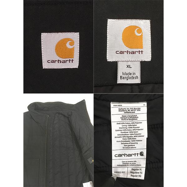 古着 Carhartt 「QUICK DUCK」 ブラック クイック ダック ハイネック パデット ベスト XL 古着 Carhartt 「QUICK DUCK」 ブラック クイック ダック ハイネック