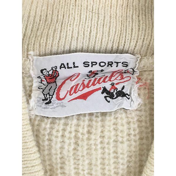 古着 60s All Sports Casuals 2tone ライン シャギー モヘア ウール ニット フルジップ カーディガン L 古着 60s All Sports Casuals 2tone ライン シャギー モヘア ウール