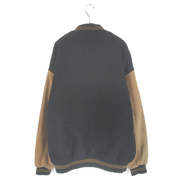 古着 90s Canada製 「ESPN」 テレビ 放送局 本革 レザー袖 メルトン