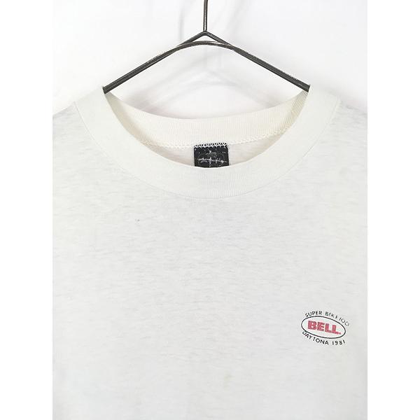 古着 70s USA製 BELL HELMETS 「BELL」 袖ライン 長袖 Tシャツ ロンT M