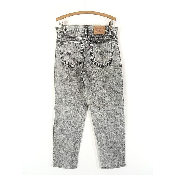 古着 80s USA製 Levi's 550-0357 先染め ブラック ケミカル ストライプ