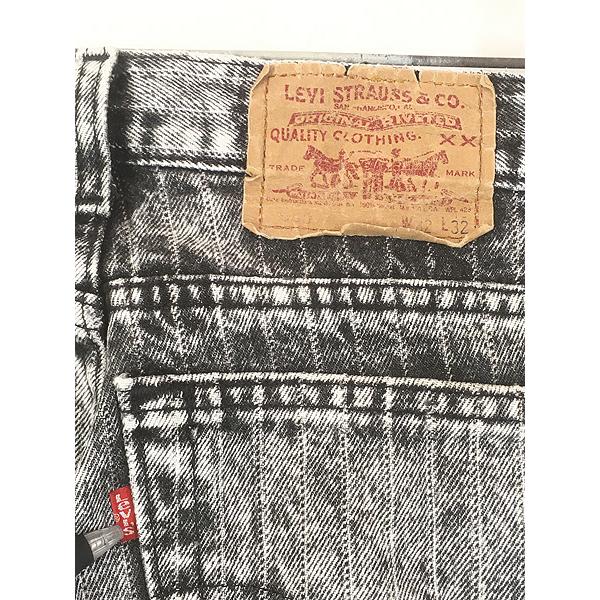 古着 80s USA製 Levi's 550-0357 先染め ブラック ケミカル ストライプ