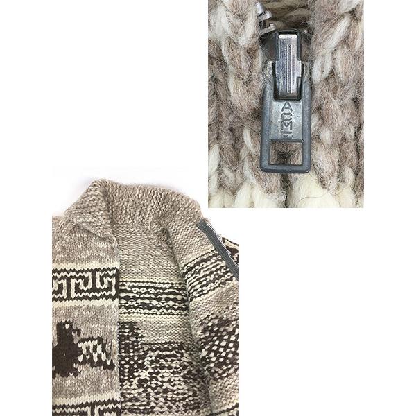 古着 80s サンダーバード 柄 ヘチマ襟 ヘビー ウール ハンド ニット