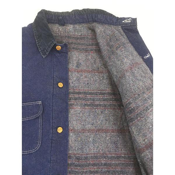 古着 60-70s Wrangler ボーダー ブランケット ライナー 濃紺 デニム