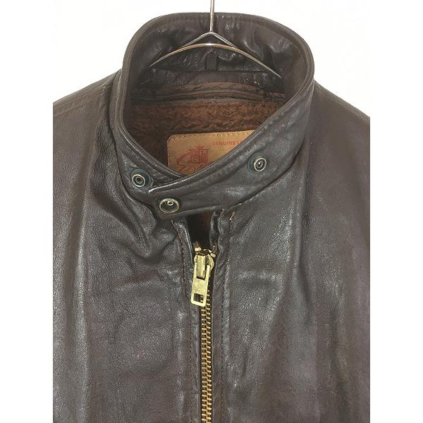 古着 70s Excelled 本革 レザー シングル ライダース ジャケット
