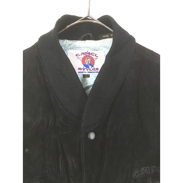 古着 90s CAMEL キャメル ワンポイント 刺しゅう 本革 スエード オール