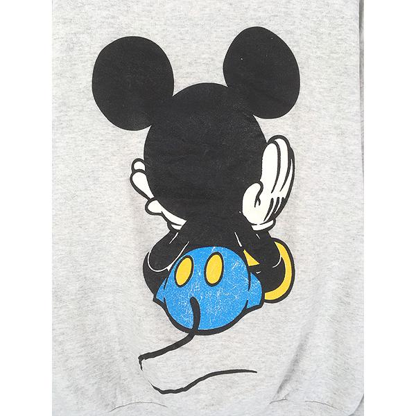 古着 90s Disney Mickey 青パン おすわり ミッキー 両面 BIG プリント