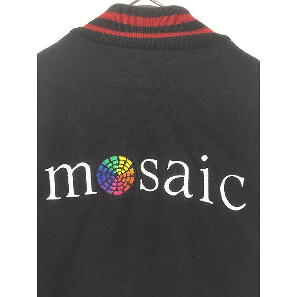 古着 80s USA製 「mosaic」 モザイク メルトン ウール スタジアム ジャケット スタジャン XL 古着 80s USA製 「mosaic」 モザイク メルトン ウール スタジアム