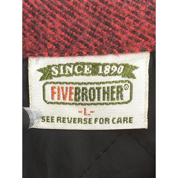 古着 90s USA製 FIVE BROTHER 中綿 パデッド レッド ブロック チェック