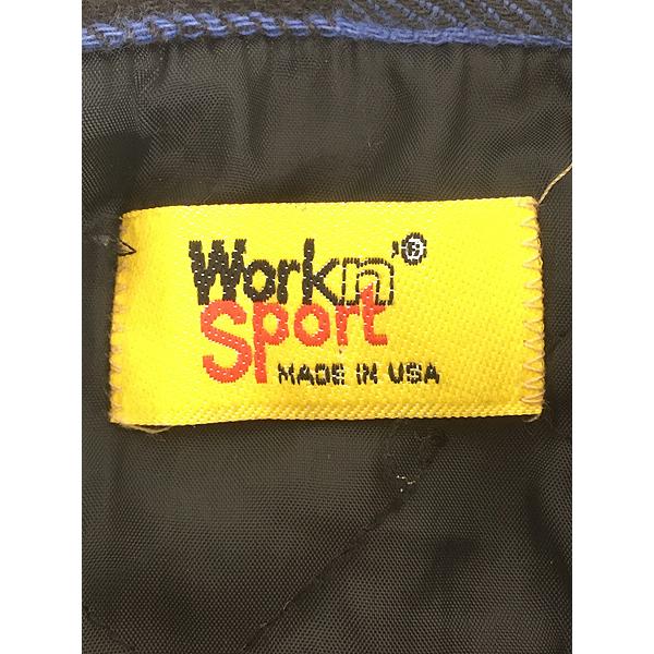 古着 90s USA製 Work n' Sport 中綿 パデッド ブルー ブロック