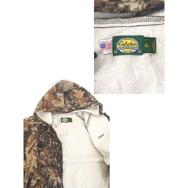 古着 90s USA製 Cabela's リアルツリー カモ 迷彩 フリース フーデッド