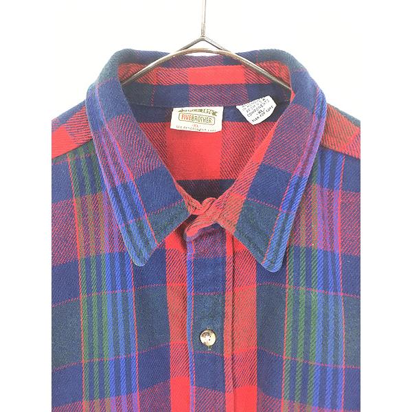 古着 90s FIVE BROTHER カラフル チェック ヘビー フランネル シャツ