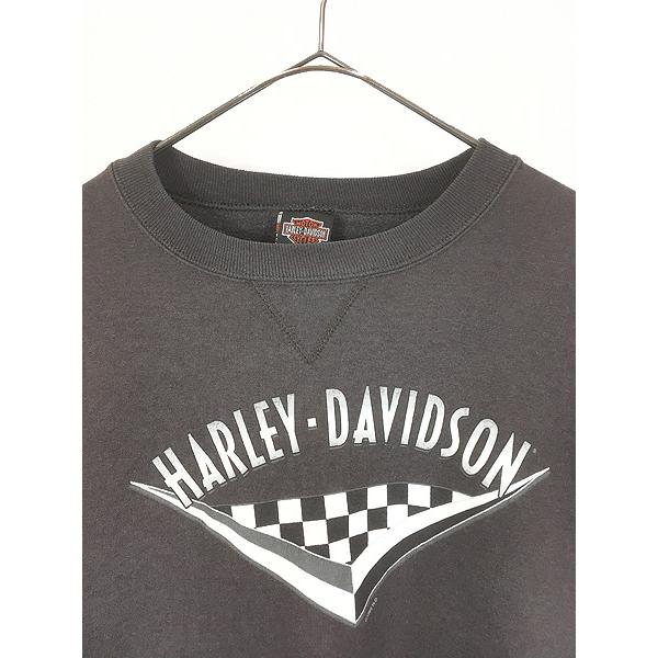 古着 90s USA製 HARLEY DAVIDSON チェッカー ロゴ スウェット