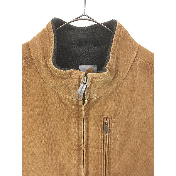 古着 Carhartt 裏ボア ブラウン ダック ハイネック ベスト L Tall