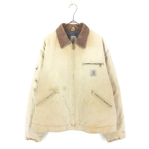 古着 80-90s Carhartt 裏地 ストライプ ブランケット フェード ブラウン ダック デトロイト ジャケット XL 古着 80-90s Carhartt 裏地 ストライプ ブランケット フェード