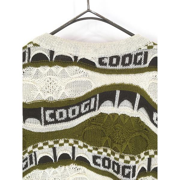 古着 COOGI 「COOGI」 文字入り 3D ランダム ボーダー コットン