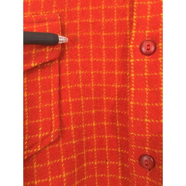 古着 40s Chippewa ロングポイント襟 レッド × オレンジ チェック ウール シャツ XL位 古着 40s Chippewa ロングポイント襟 レッド × オレンジ チェック