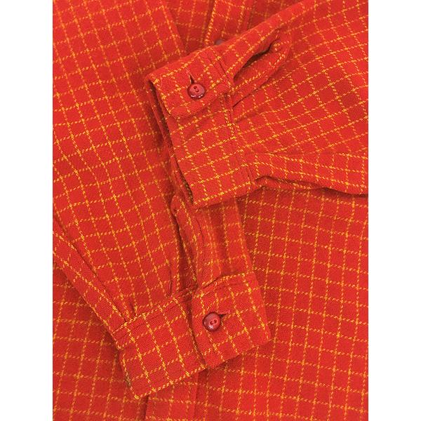 古着 40s Chippewa ロングポイント襟 レッド × オレンジ チェック