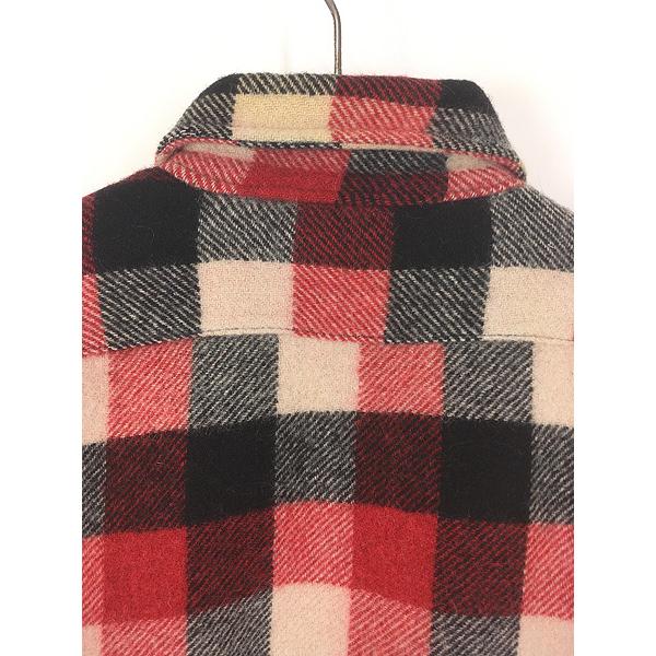 古着 40s Towncraft マチ付 ロングポイント襟 ブロック チェック