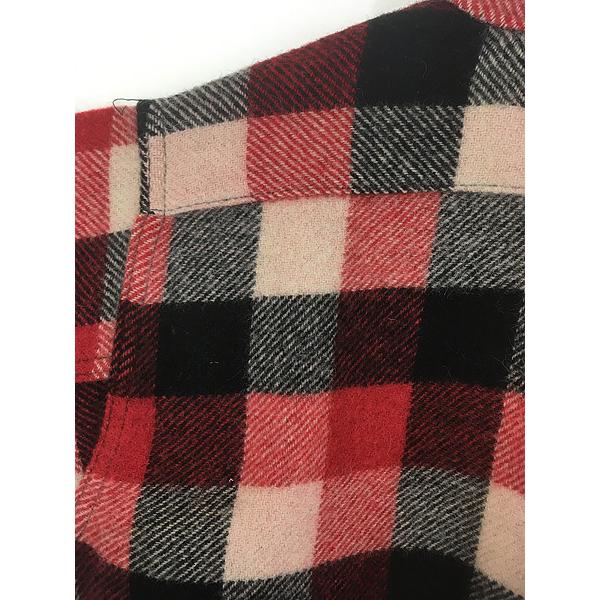 古着 40s Towncraft マチ付 ロングポイント襟 ブロック チェック