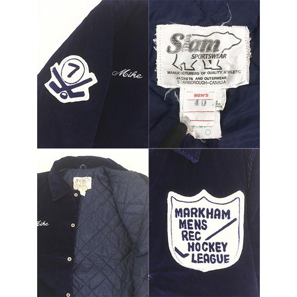 古着 80s Canada製 Siam Sportswear パデッド 襟付 コーデュロイ