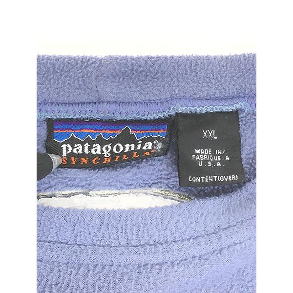 古着 90s USA製 Patagonia マイクロ フリース 長袖 Tシャツ ブルーグレー XXL 古着 90s USA製 Patagonia マイクロ フリース 長袖 Tシャツ ブルー