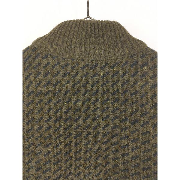 古着 00s ノルウェー製 LL Bean ハイネック ハーフジップ バーズアイ ヘビー ウール ニット セーター イエロー M 古着 00s ノルウェー製 LL Bean ハイネック ハーフジップ バーズアイ