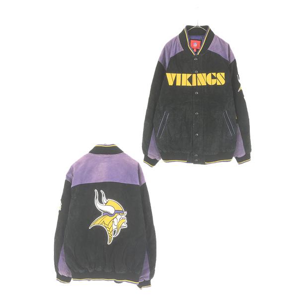 古着 NFL Minnesota Vikings バイキングス 本革 スエード レザー