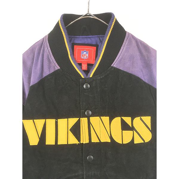 古着 NFL Minnesota Vikings バイキングス 本革 スエード レザー