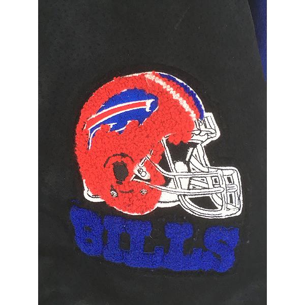 古着 90s NFL Buffalo Bills ビルズ 本革 レザー × ウール スタジャン