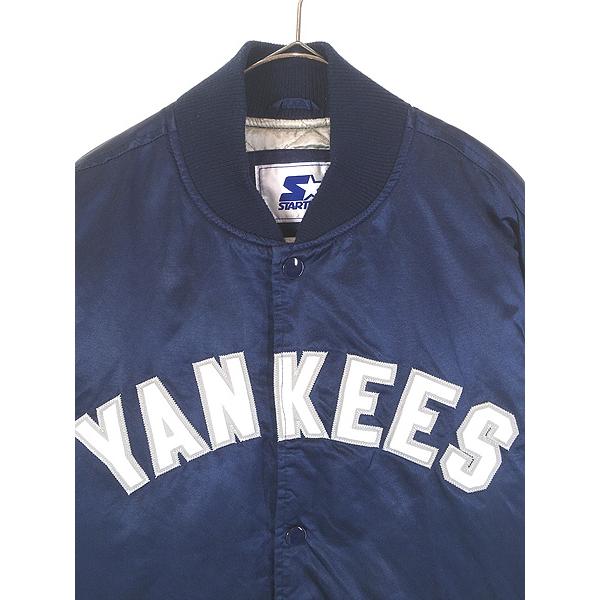 古着 90s- STARTER MLB NY Yankees ヤンキース パデッド 光沢 サテン