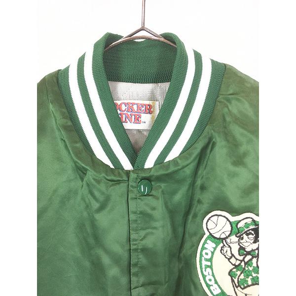 NBA 希少80s セルティックス スタジャン XL相当 スタジアムジャンパー 古着 80s USA製 NBA Boston Celtics セルティックス光沢 サテン