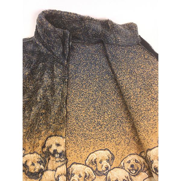 古着 90s USA製 BLACK MOUNTAIN 犬 パピー ドッグ 総柄 フリース