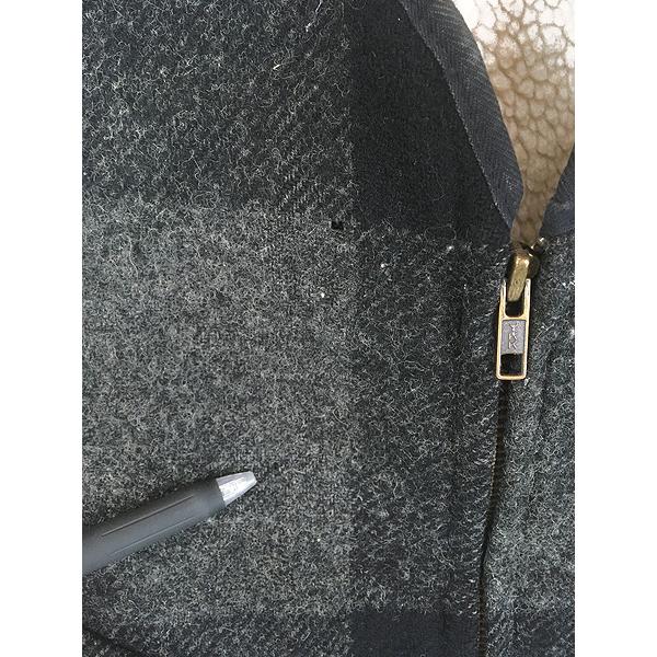 古着 90s USA製 WoolRich ボア フリース ライナー ブラック × グレー ブロック チェック ウール ベスト M 古着 90s USA製 WoolRich ボア フリース ライナー ブラック × グレー