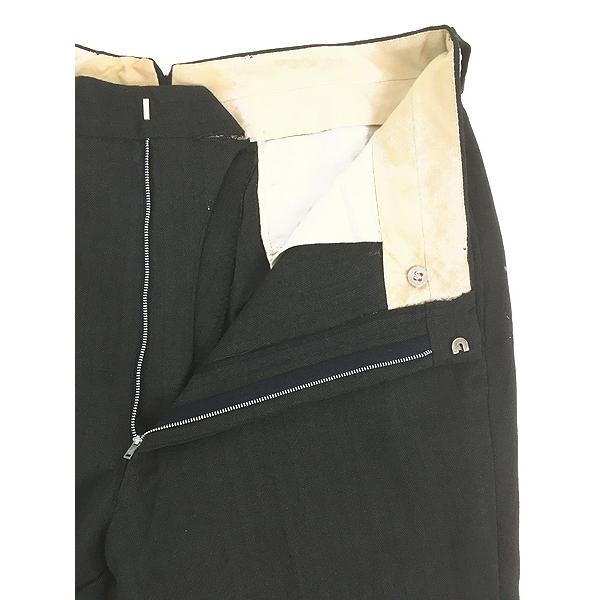 古着 60s ヘリンボーン ストライプ織 ウール スラックス パンツ スリム