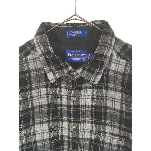 古着 00s Pendleton 「Trail Shirt」 ブラック × グレー バッファロー