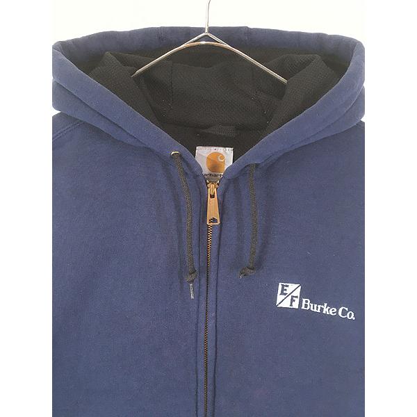 古着 Carhartt 裏地 メッシュ ワンポイント パッチ スウェット ジップ