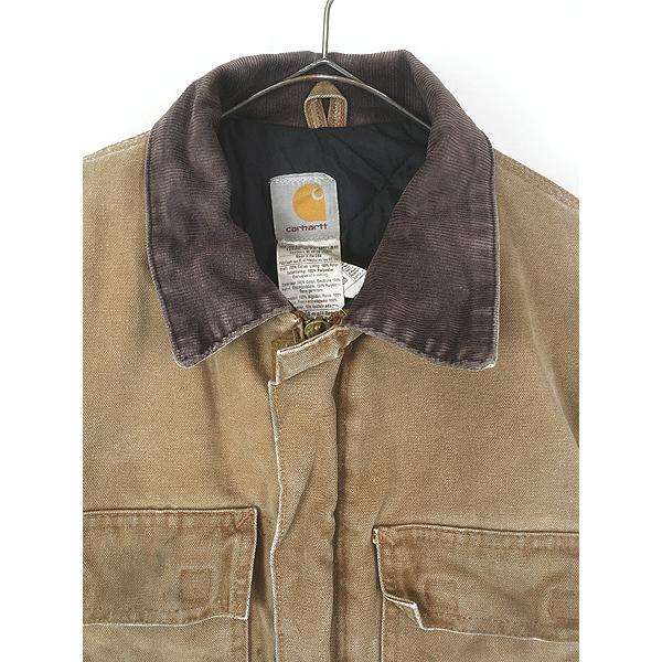 古着 00s Carhartt BRN ブラウン ダック パデット トラディショナル コート M 古着 00s USA製 Carhartt BRN フェード ブラウン ダック パデット
