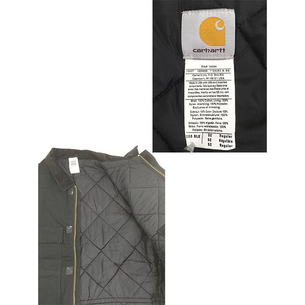 古着 00s USA製 Carhartt BLK ブラック ダック パデット トラディショナル コート 52 古着 00s USA製 Carhartt BLK ブラック ダック パデット
